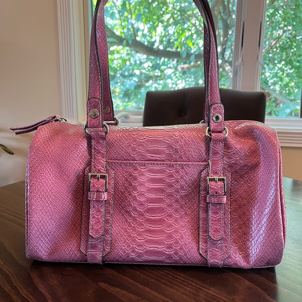 Liz Claiborne Vintage Y2K Pink Faux Crocodile Shoulder Bag Purse